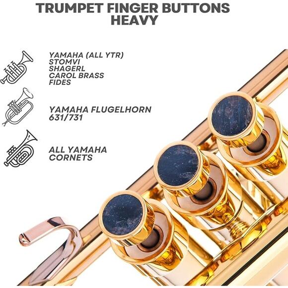 Yamaha Raw Brass Trumpet Custom Finger Buttons W Nuummite stone inlays. KGUBrass - Picture 2 of 8
